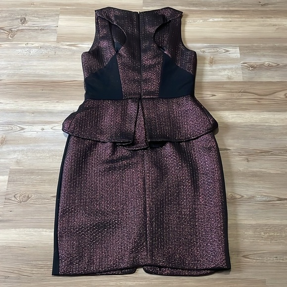 Yoana Baraschi Purple Rain Peplum Cocktail Dress Size 4 Metallic Luxury Designer - Picture 6 of 15